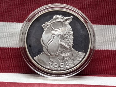 1 Oz. .999 FINE SILVER 1993 Smoking Joe Camel Designed Round in Capsule