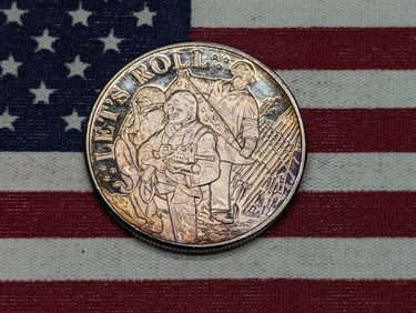 1 Oz. .999 FINE SILVER Let's Roll Designed Round