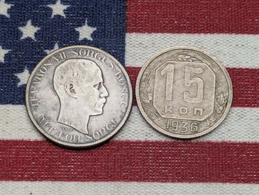 1918 Norway 50 Silver Ore & 1936 Soviet 15 Kopecks (2 PCS)