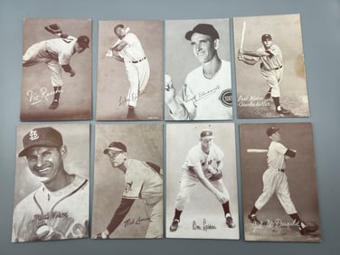 Lot of (8) 1947-66 Baseball Exhibits w/HOF and Stars