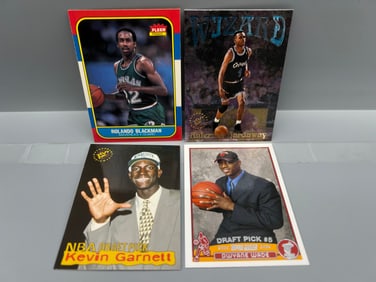 Lot of (4) Basketball Cards - Kevin Garnett RC, Dwyane Wade RC , Penny Hardaway Insert, 1986 Fleer