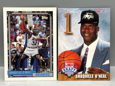 1992-93 Topps Shaquille O'Neal RC #362 & 1992 Hoops Draft Redemption RC #A