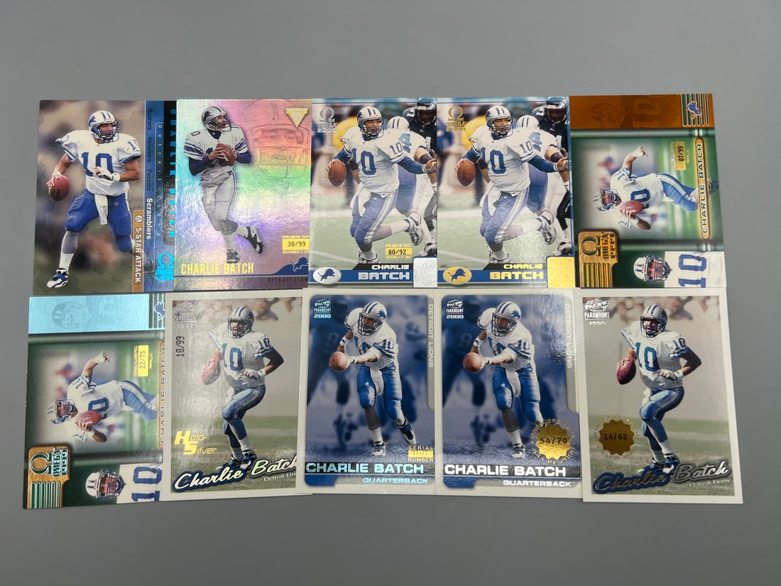 Lot of (10) Charlie Batch Pacific Football Serial Numbered Cards (1 of 2)