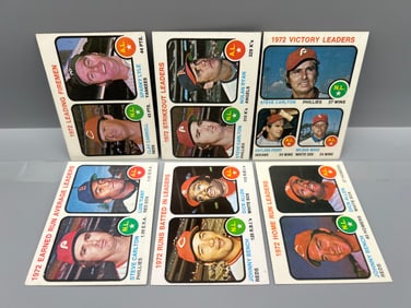 Lot of (6) 1973 Topps League Leaders - Varying Conditions - Nolan Ryan, Johnny Bench, Steve Carlton