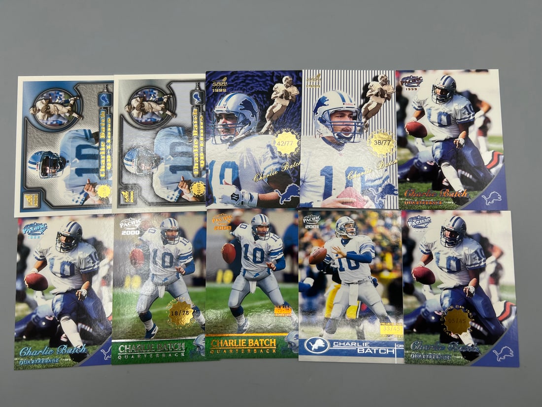 Lot of (10) Charlie Batch Pacific Football Serial Numbered Cards (1 of 2)