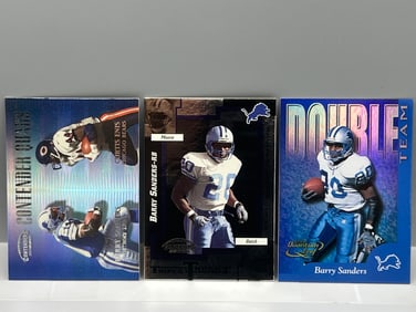 Lot of (3) Barry Sanders Dual Sided Inserts