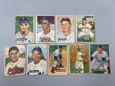Lot of (9) 1951 Bowman Baseball - Varying Conditions