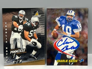 1998 Pinnacle Charlie Batch Rookie On Card Auto #/500 & 1998 Collector's Edge Charlie Batch On Card