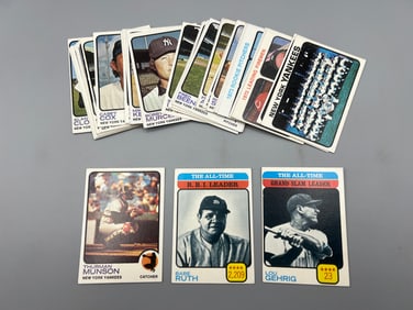 1973 Topps New York Yankees Baseball Team Set - Thurman Munson, Babe Ruth, Lou Gehrig
