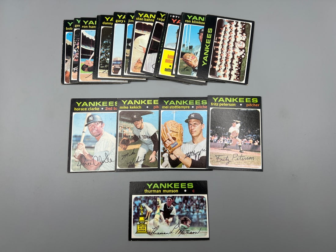 1971 Topps New York Yankees Baseball Team Set W/ High Numbers & Thurman Munson 2nd Year (1 of 3)