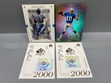Lot of (2) 2000 Upper Deck SP Authentic Charlie Batch SP Buyback On Card Autos #/285 & #/354