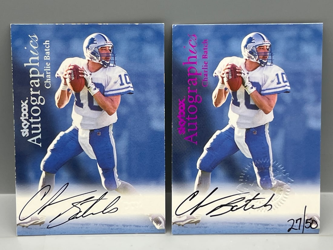 1999 Skybox Autographics Charlie Batch On Card Base Auto & Purple SP On Card Auto #/50 (1 of 2)