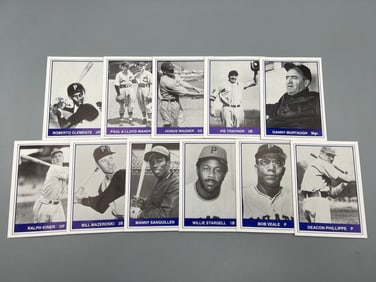 Lot of (11) 1983 TCMA All Time Great Pirates Blue Frame - Roberto Clemente, Honus Wagner