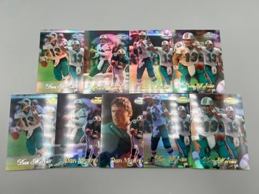 Lot of (9) 1998 & 1999 Topps Gold Label Dan Marino Base, Silver Foil, & Black Label Parallel Cards