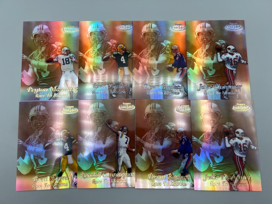 Lot of (8) 1999 Topps Gold Label Race To Dan Marino Base & Black Label Parallel Cards W/ Stars  - (1 of 2)