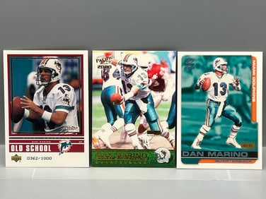 Lot of (3) Dan Marino Serial Numbered Football Cards