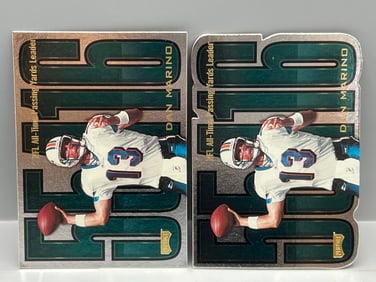 1998 Playoff Prestige Dan Marino All Time Passing Leader Insert #5 & Inside Members All Time Passing