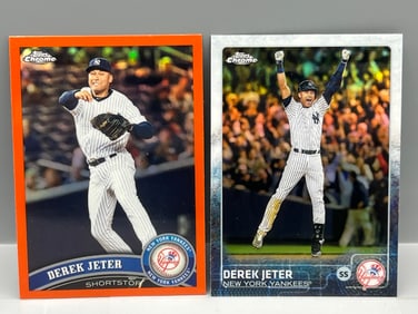 2011 Topps Chrome Derek Jeter Orange Refractor #20 & 2015 Topps Chrome Derek Jeter Refractor #1