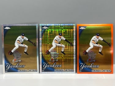 2010 Topps Chrome Derek Jeter #165, X-Fractor #165, & Orange Refractor #165