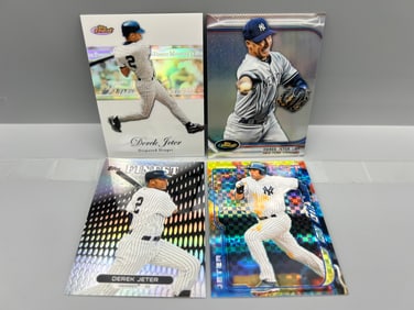 Lot of (4) Derek Jeter Baseball Refractor Cards