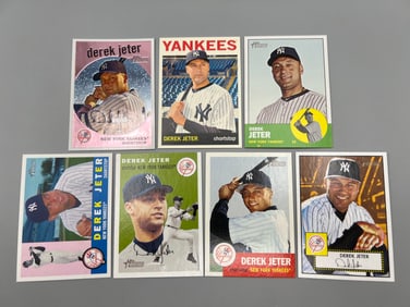 Lot of (7) Derek Jeter Topps Heritage Baseball Cards W/ 2008 Heritage Chrome #/1959