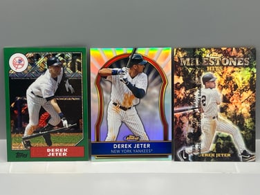 Lot of (3) Derek Jeter Baseball Serial Numbered Refractor Cards