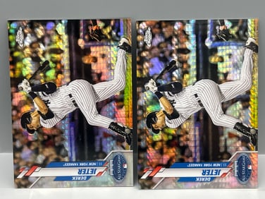 Lot of (2) 2020 Topps Update Chrome Derek Jeter All Star Game Prism Refractors #/99