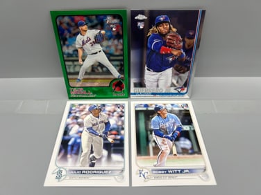 Lot of (4) Modern Baseball Star Player Rookie Cards - Vladimir Guerrero Jr, Bobby Witt Jr, & Julio