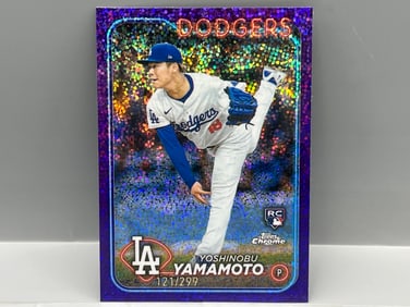 2024 Topps Chrome Yoshinobu Yamamoto Purple Speckle Refractor RC #/299
