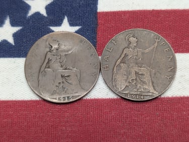 1914 & 1915 Great Britain Half Pennies