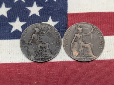 1916 & 1917 Great Britain Half Pennies