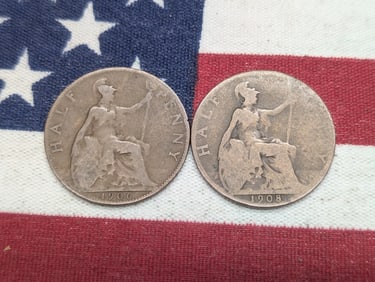 1906 & 1908 Great Britain Half Pennies