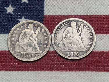1854 w/Arrows & 1876 Seated Liberty Dimes