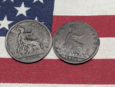 1876 & 1890 Great Britain One Pennies