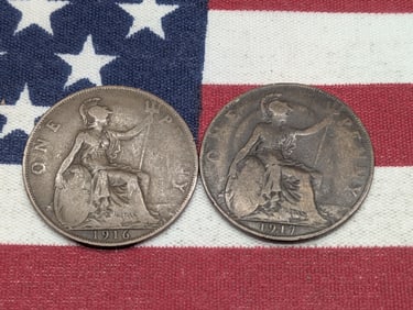 1916 & 1917 Great Britain One Pennies