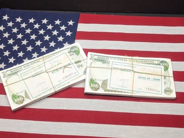 1967 CRISP UNC Bank of Mozambique 1000 Escudos - Pack of 100 Currency Notes  - Bank Wrapped (2 PCS)