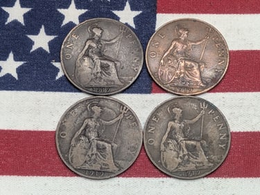 (4) 1919 Great Britain One Pennies