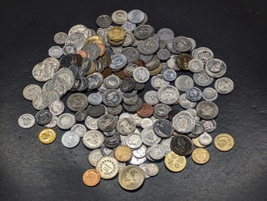 Approximately One Pound Mixed Foreign Coins