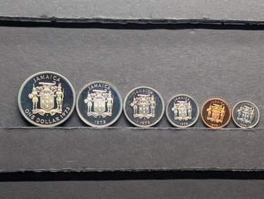 (6) 1973 Proof Jamaica Coins, No Silver Coins