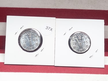 1944 & 1945 Canadian Victory Nickels