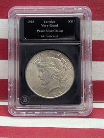 1925 Peace Silver Dollar - Slabbed Certified VERY GOOD