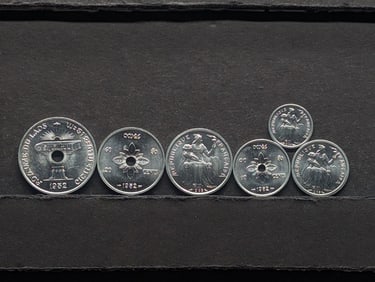 (3) 1952 Laos & (3) 1965 France Mixed Coins