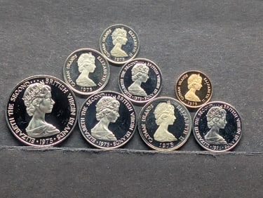 (4) 1975 British Virgin Islands & (4) 1975 Cayman Islands Mixed Coins, No Silver Coins