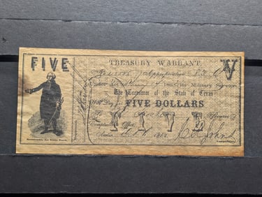 Reproduction 1862 Five Dollars Treasury Warrant