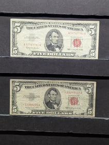 1953-B Star Note & 1963 Series $5.00 RED SEAL Banknotes