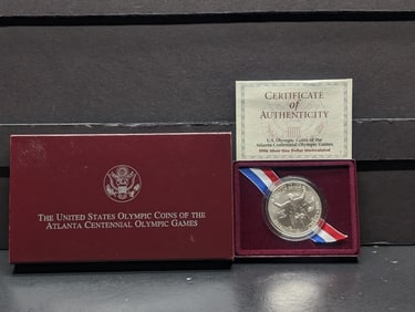 1996-D UNC Atlanta Centennial Olympic Wheelchair Commem 90% Silver Dollar in OGP w/ COA