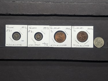 (5) Assorted Panama & Philippines Coins