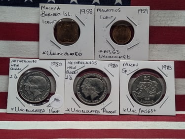 (5) Assorted Foreign Coins