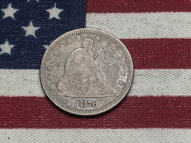1876 w/ Motto Seated Liberty Quarter **FINE+**