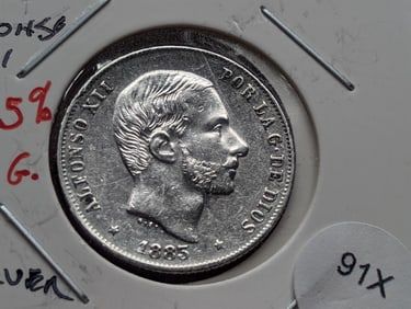 1885 Philippines 20 C, 83.5% Silver